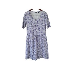 Lands End Cotton Blend Medium Floral Print Dress